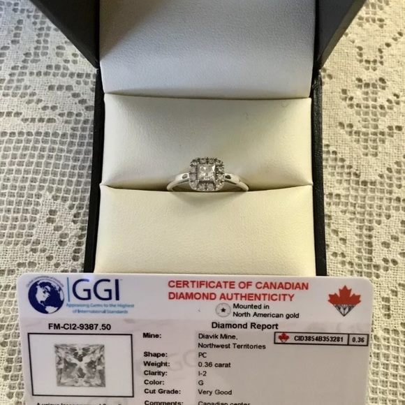 14K 0.36CT Diamond Ring Halo Princess Cut Littman Jewelers CLEANED & POLISHED - Picture 7 of 15